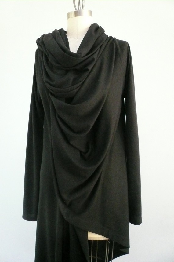 ddreamcloset - long black wrap - cotton jersey