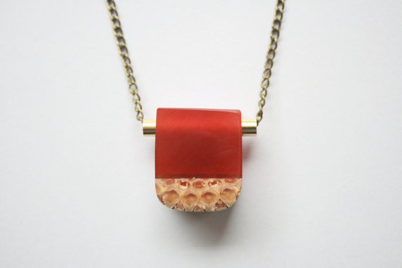 britta boeckmann -pendant with sheoak pod in resin