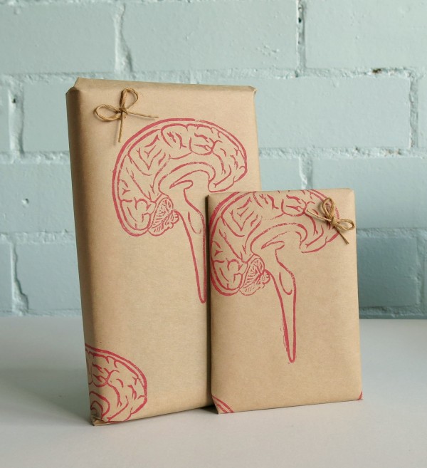 your organ grinder - brain stamp wrapping paper