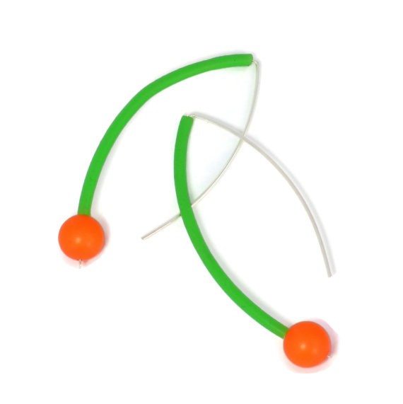 frank ideas - neon green and orange earrings