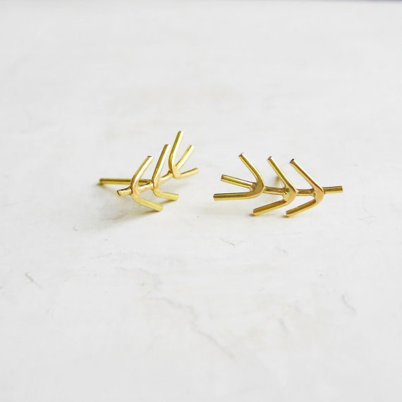 meanderworks - twig earrings - 14K gold