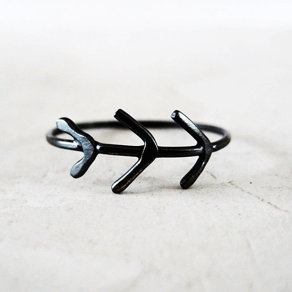 meanderworks - twig ring - patinated silver