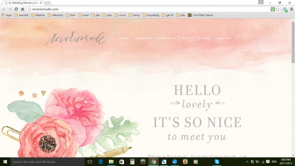 watercolour themed home page for ReverieMade.com